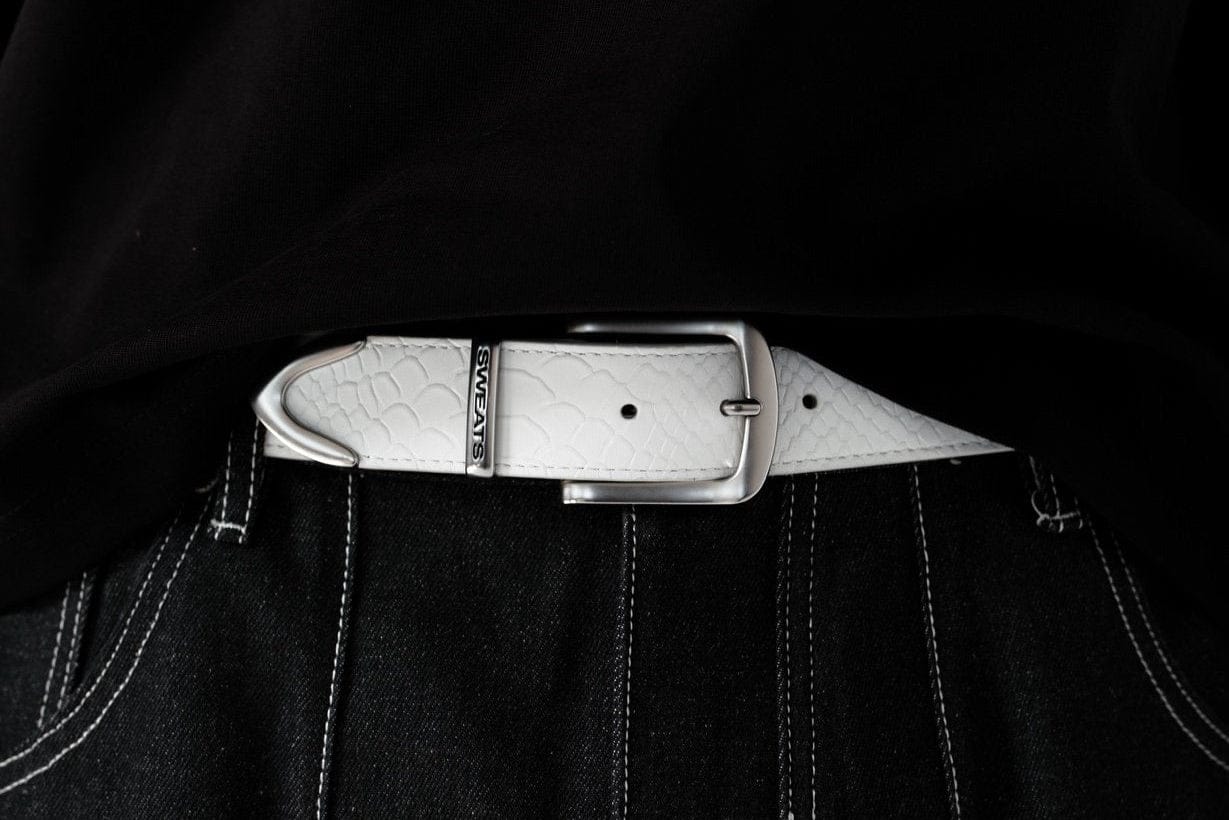 Sweats Collective White Textured Belt