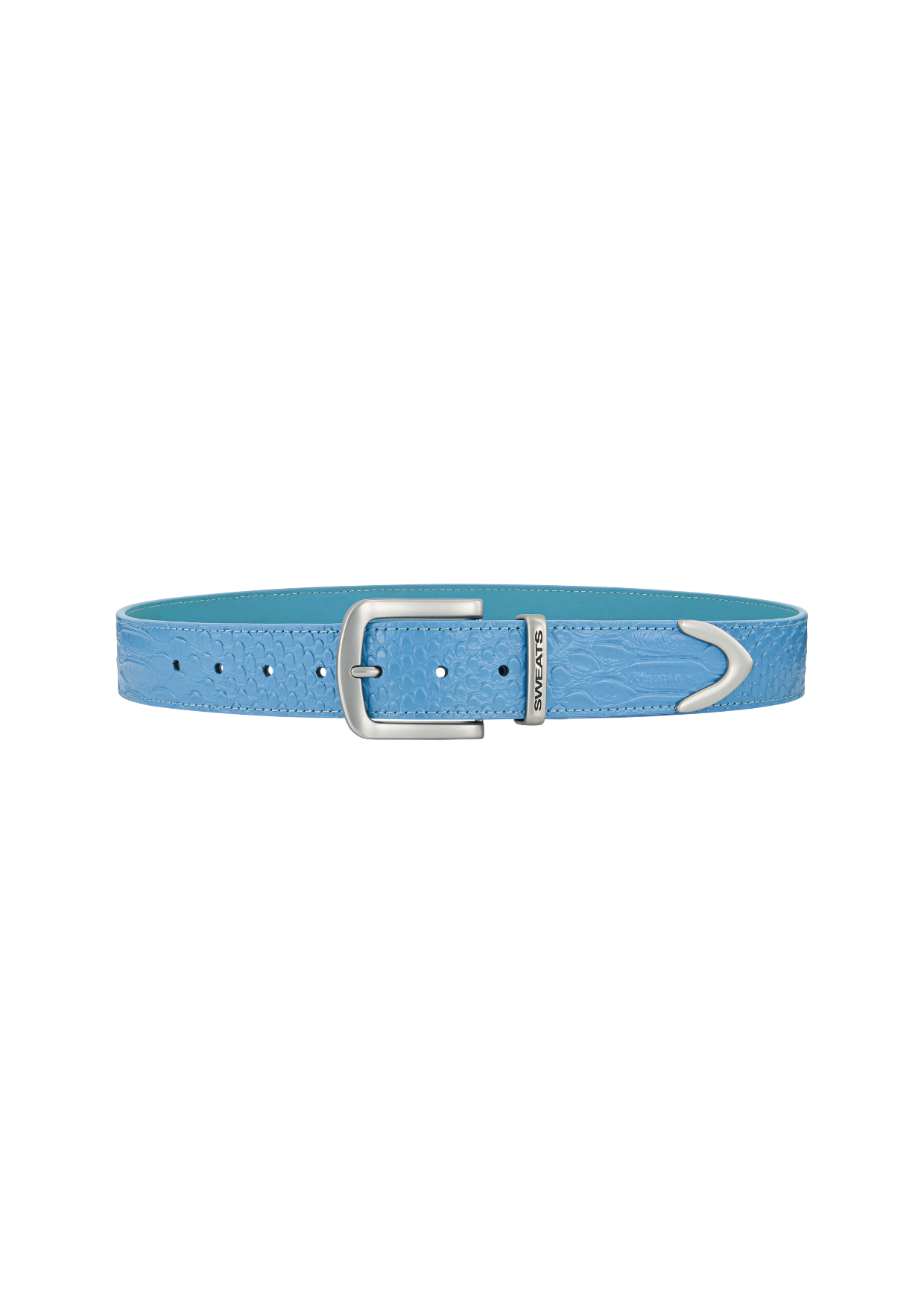 SNAKE SKIN LEATHER BELT - BLUE