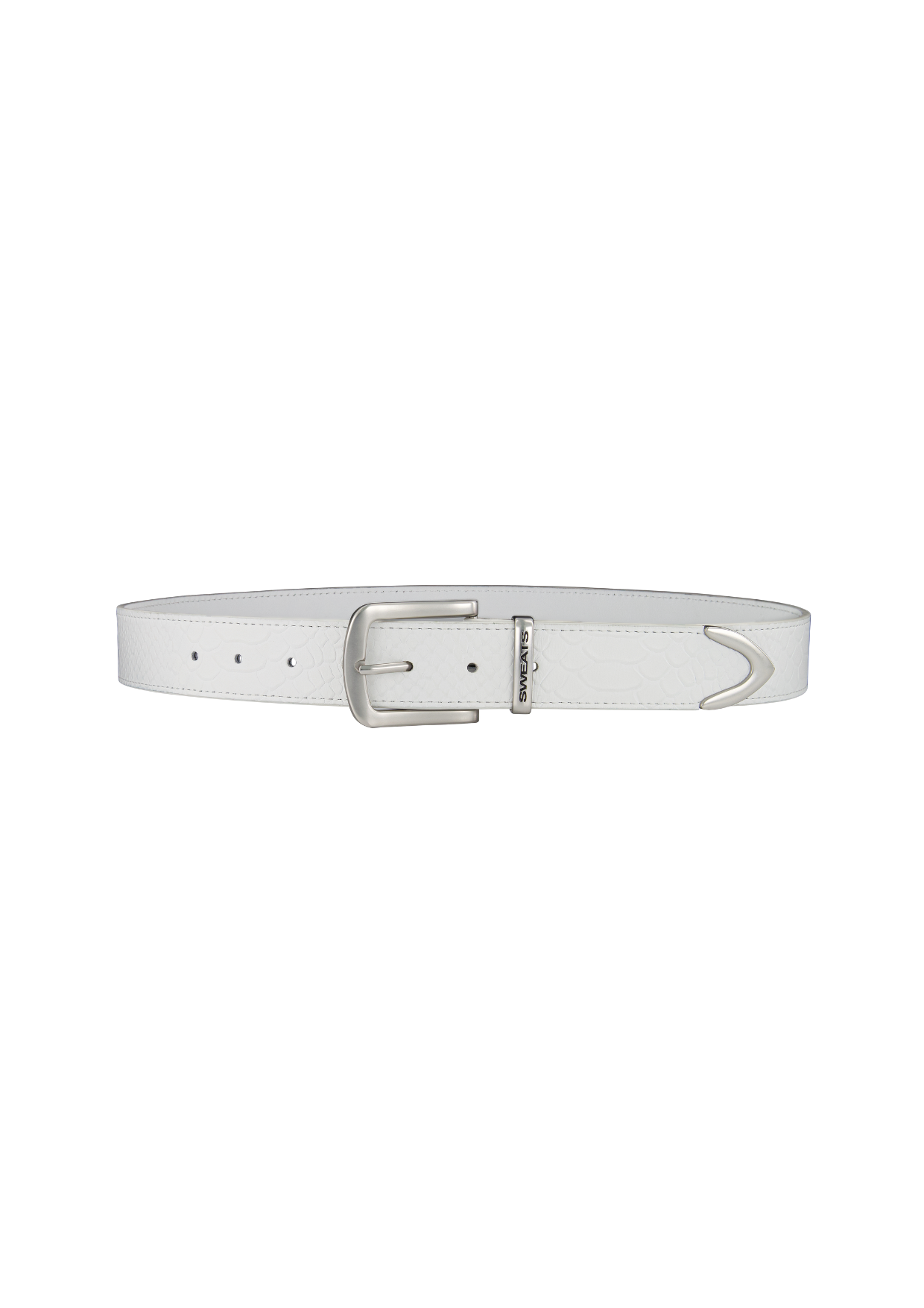 SNAKE SKIN LEATHER BELT - WHITE