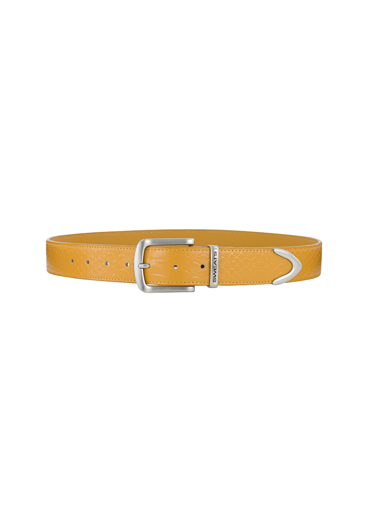 SNAKE SKIN LEATHER BELT - YELLOW
