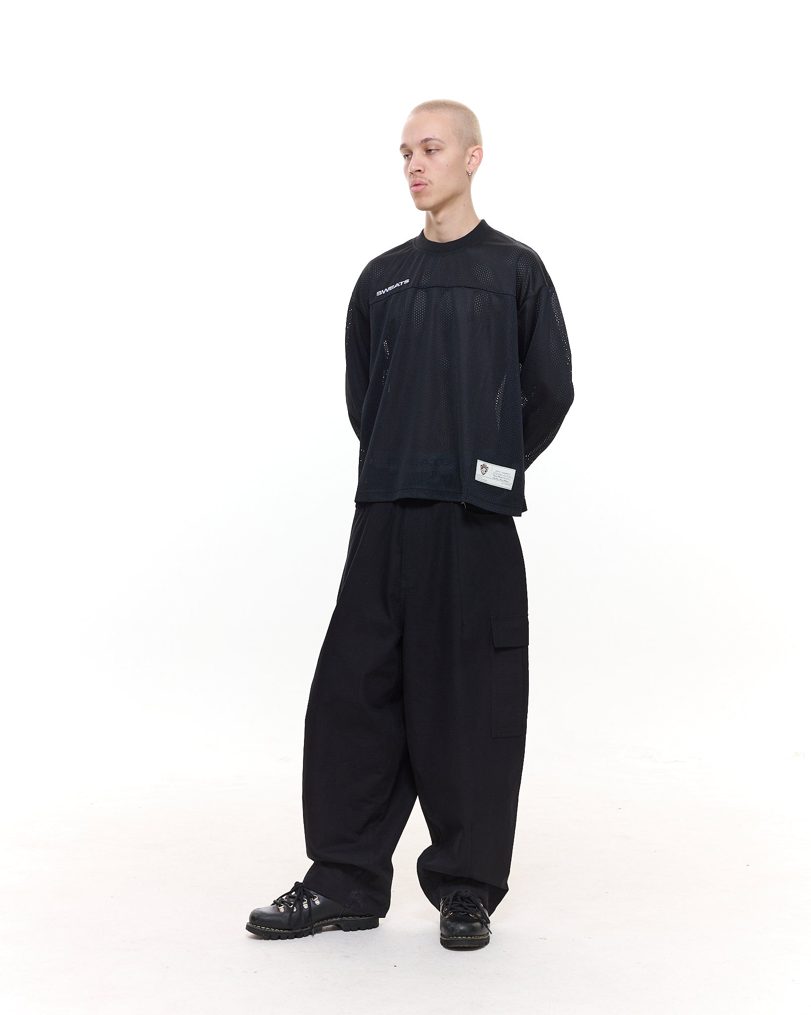 MESH LS T-SHIRT - BLACK