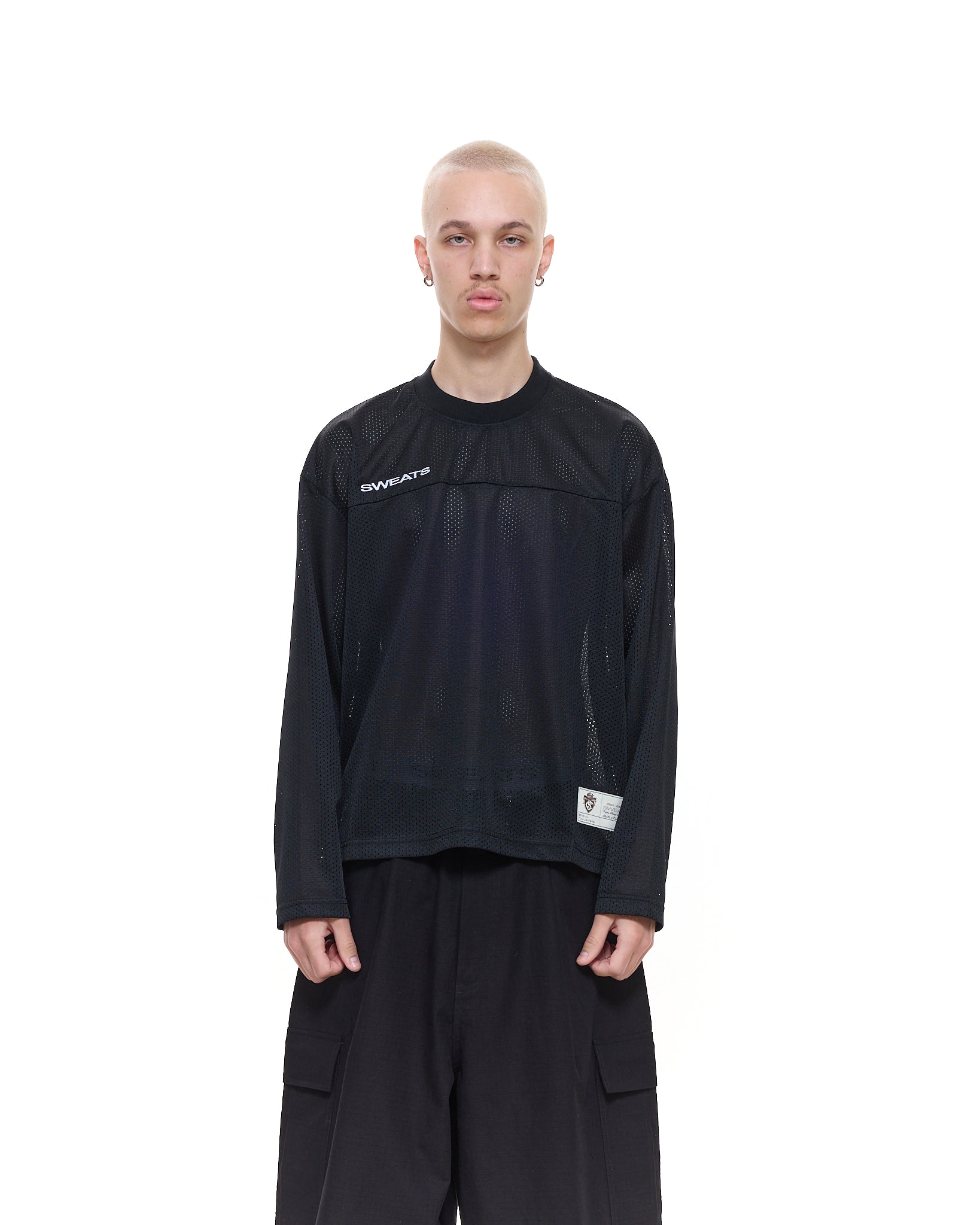 MESH LS T-SHIRT - BLACK