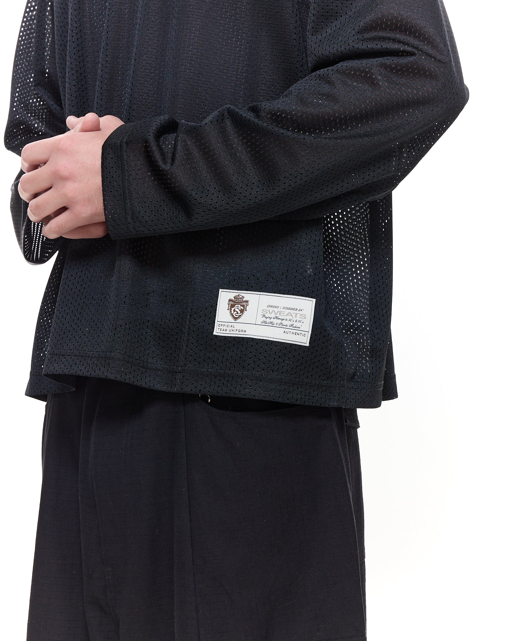 MESH LS T-SHIRT - BLACK