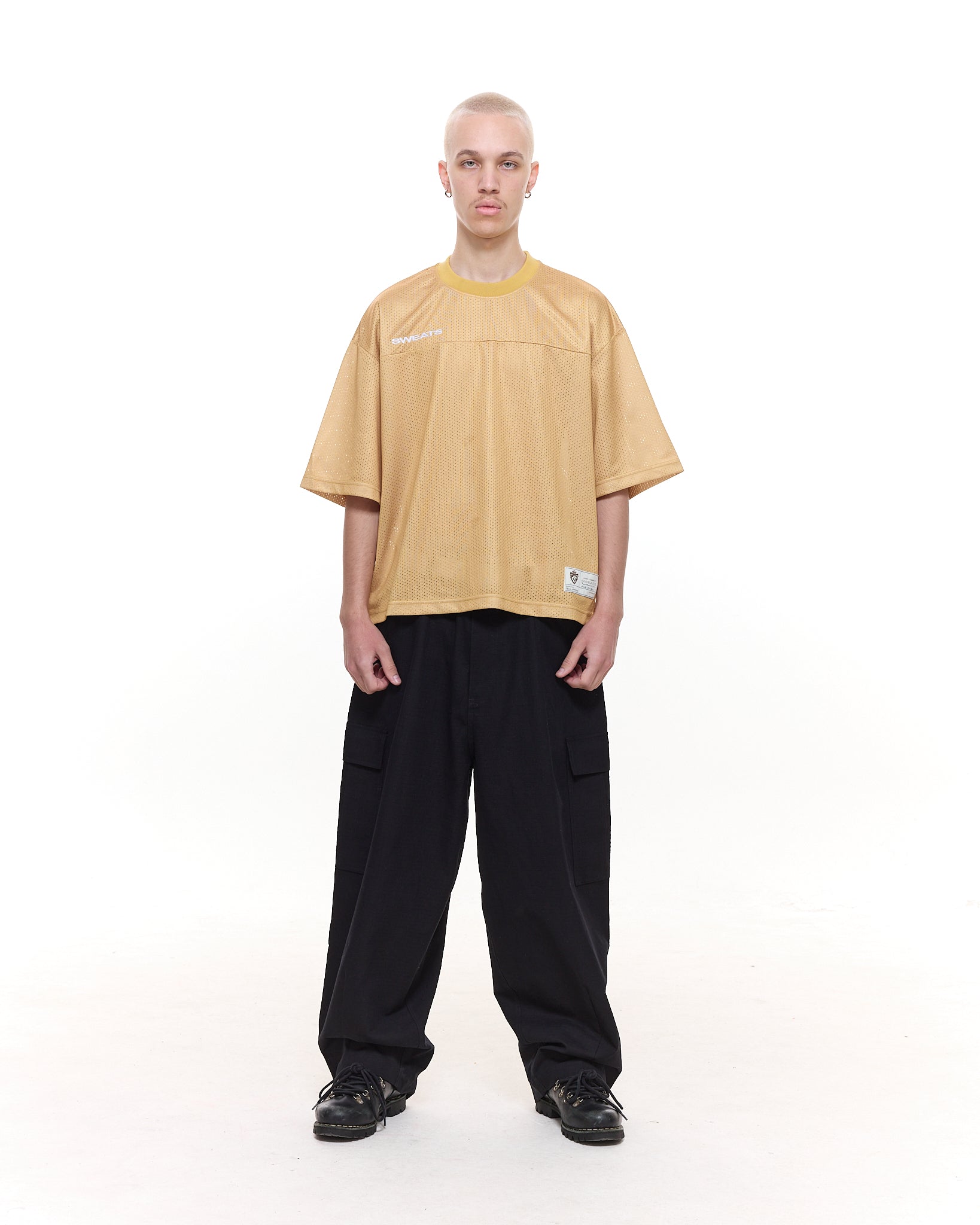 MESH SS T-SHIRT - MUSTARD