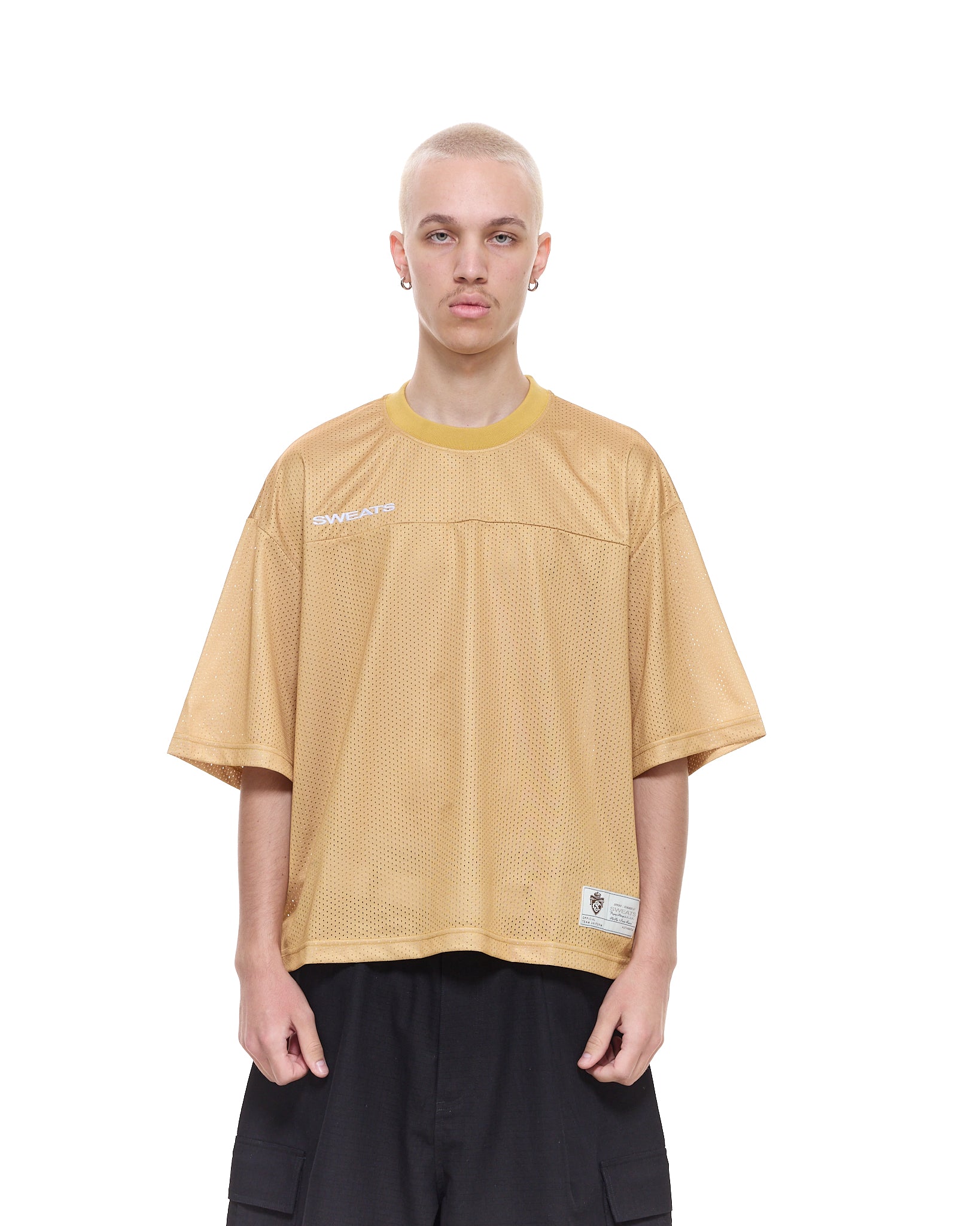 MESH SS T-SHIRT - MUSTARD