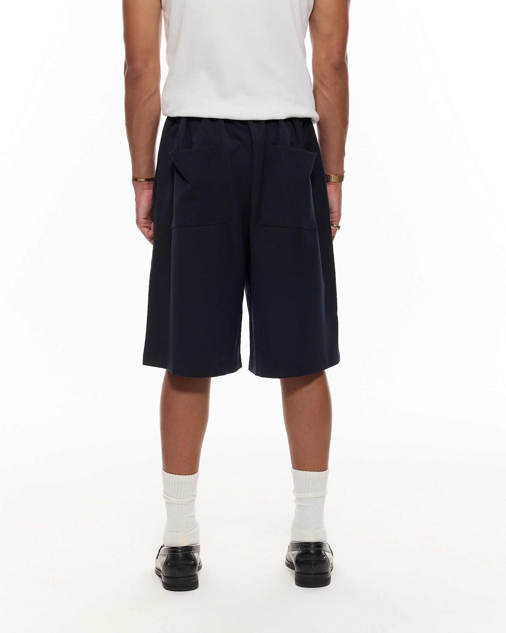 PLEATED SHORTS - NAVY