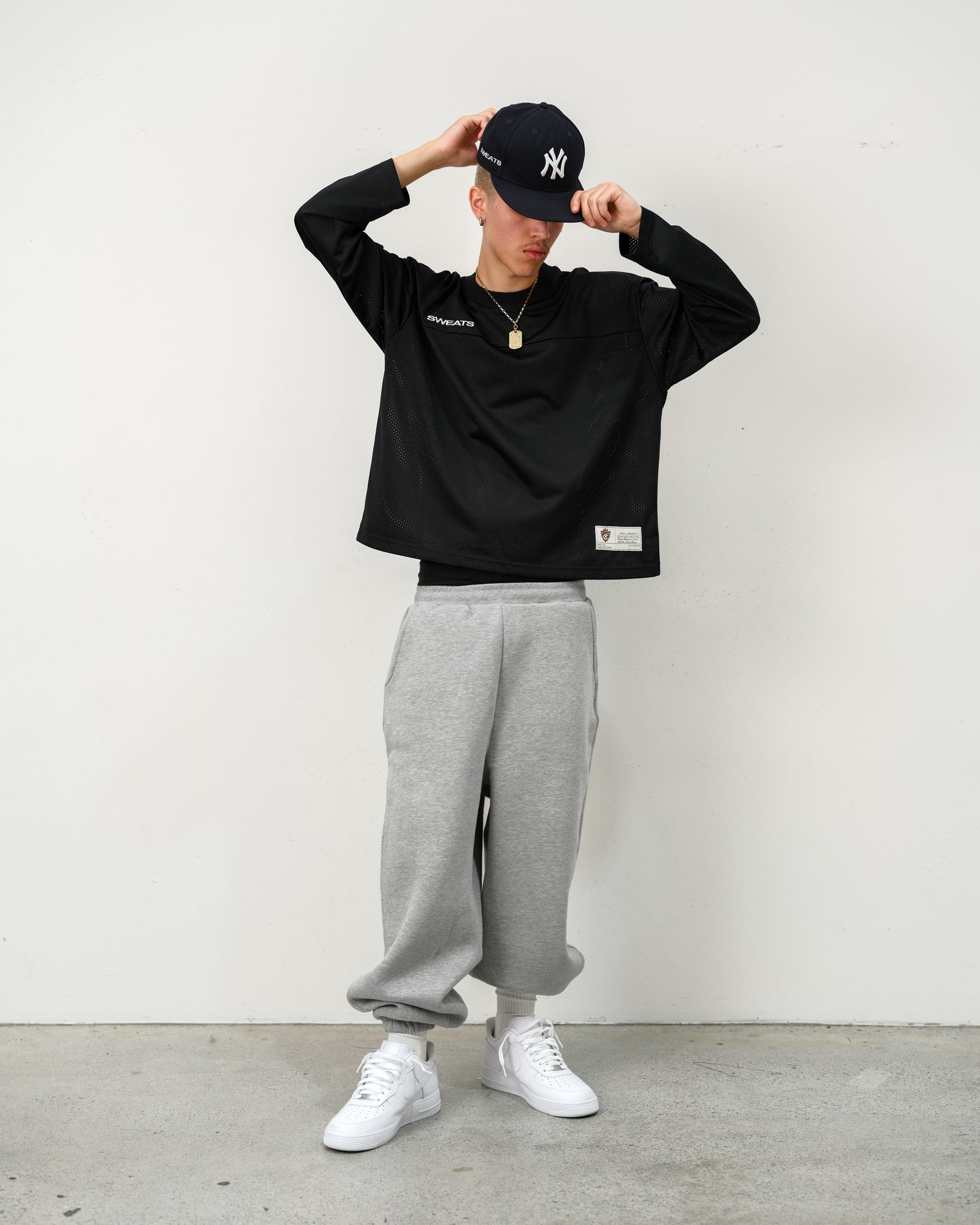 MESH LS T-SHIRT - BLACK