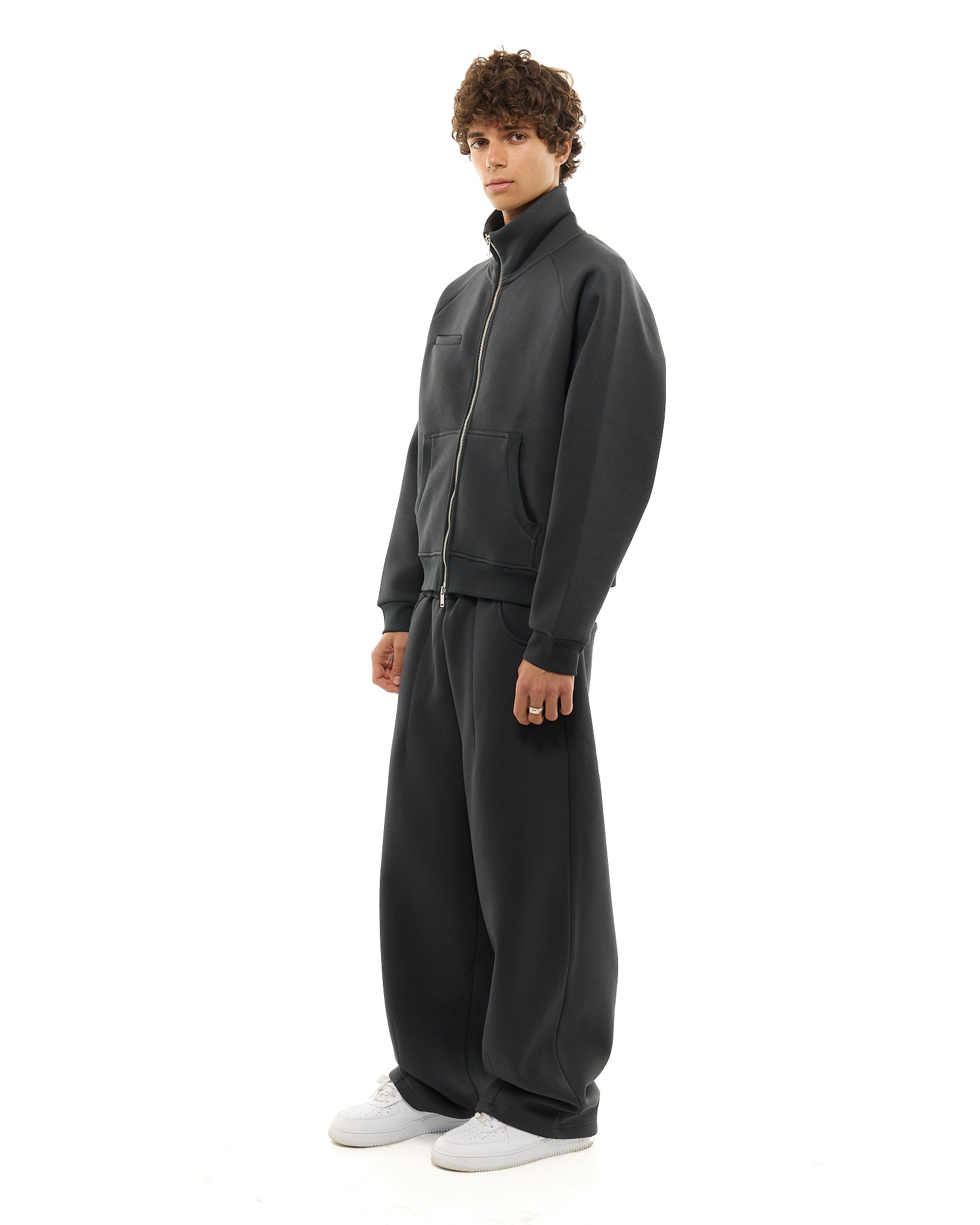 COZY TRACK JACKET - GRANITE