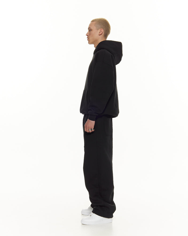 COZY STRAIGHT LEG SWEATS - BLACK