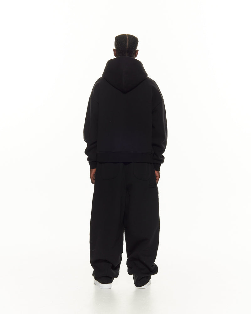 COZY STRAIGHT LEG SWEATS - BLACK