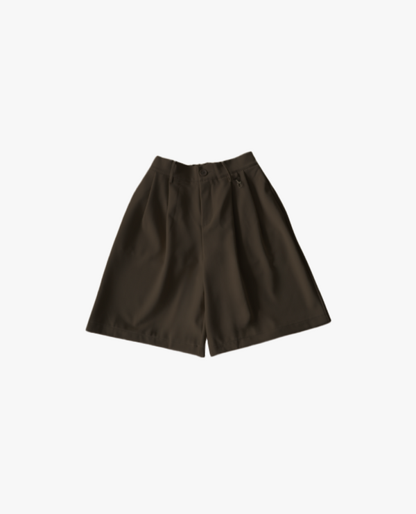 PLEATED SHORTS - BROWN