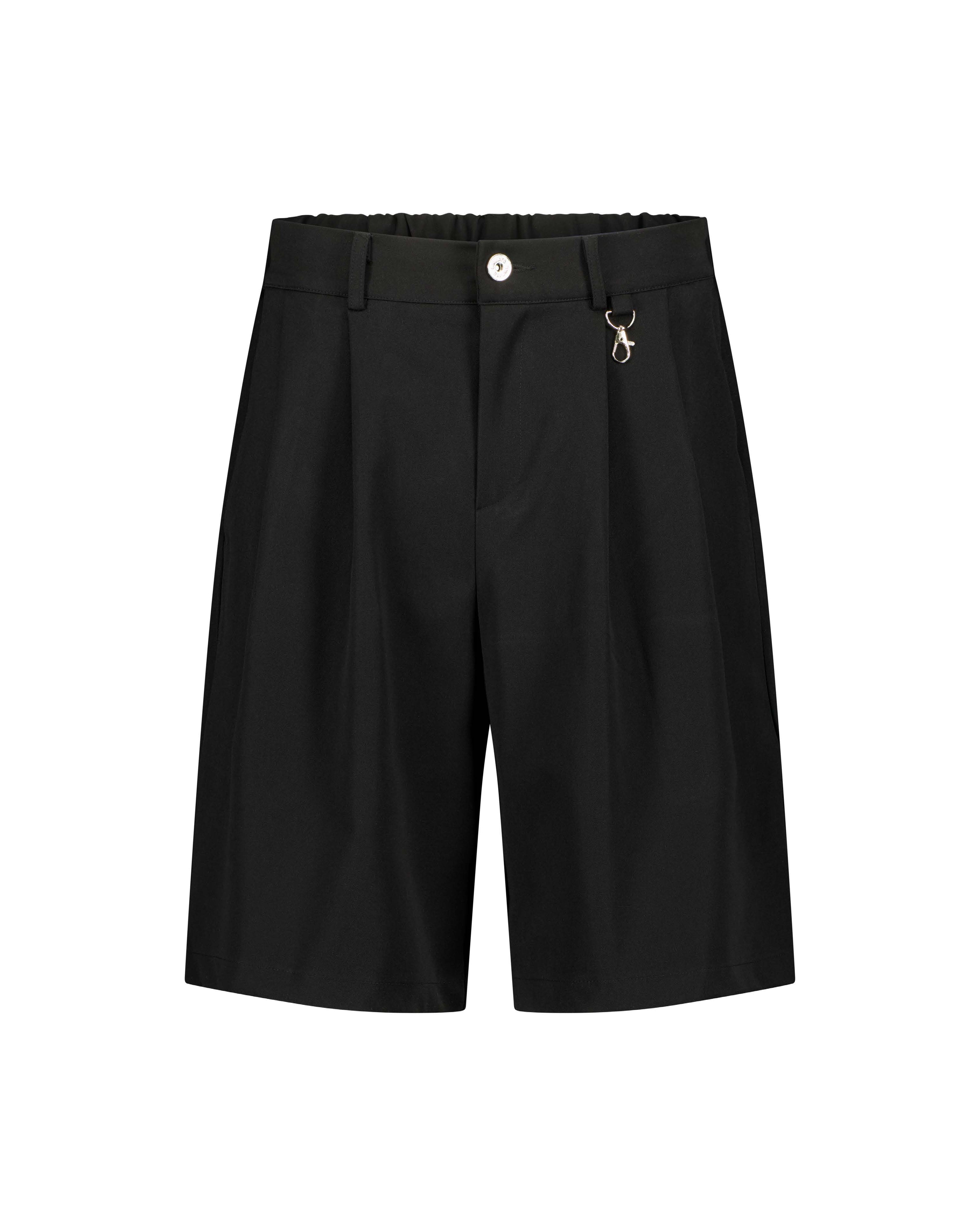 Double Pleated Shorts Black