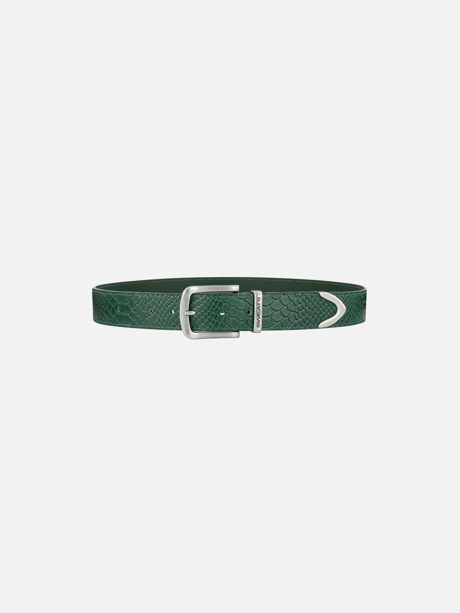 SNAKE SKIN LEATHER BELT - GREEN