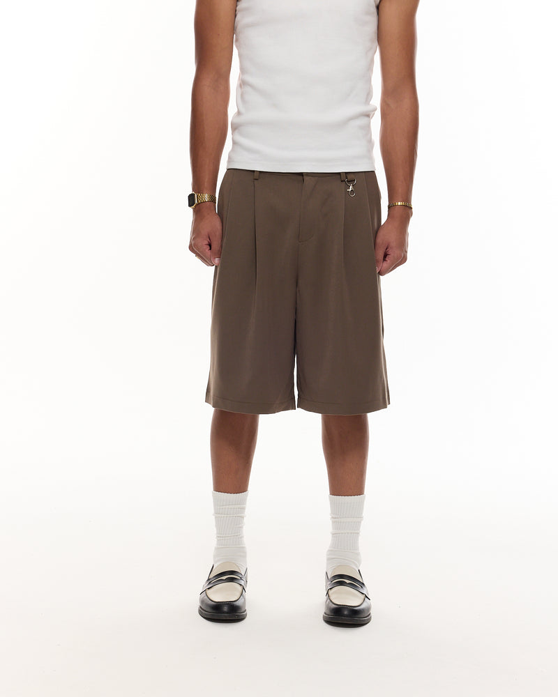 PLEATED SHORTS - BROWN