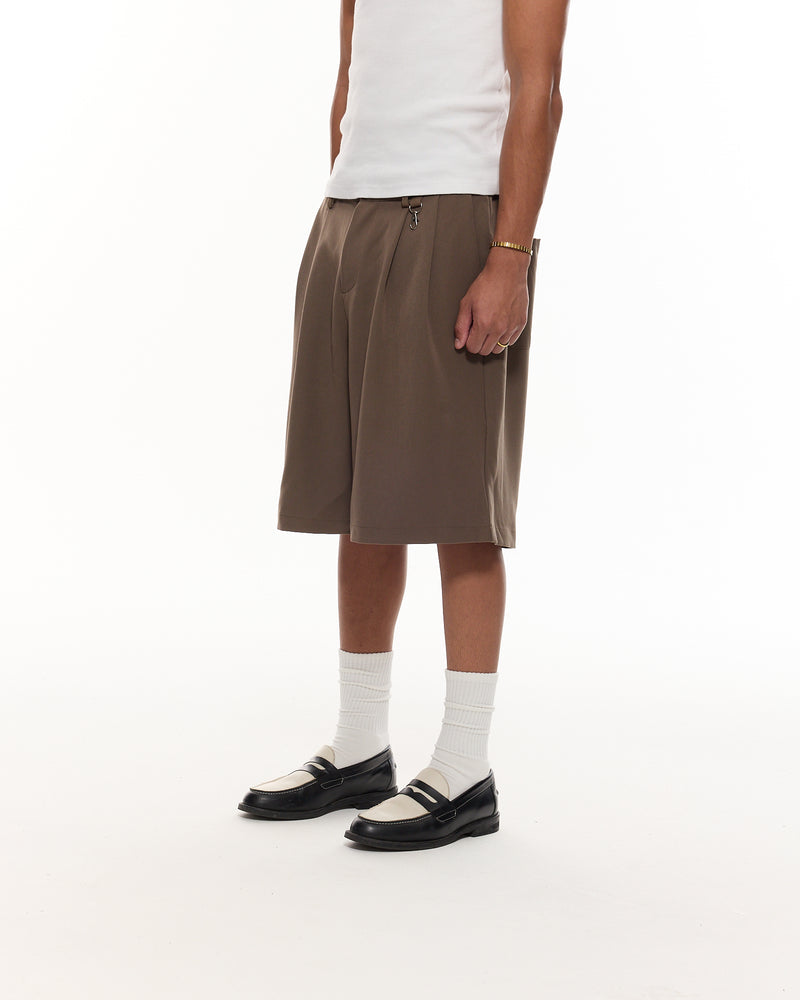 PLEATED SHORTS - BROWN