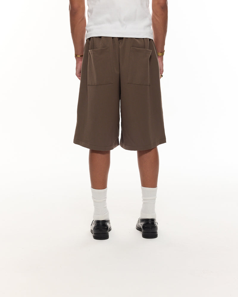 PLEATED SHORTS - BROWN