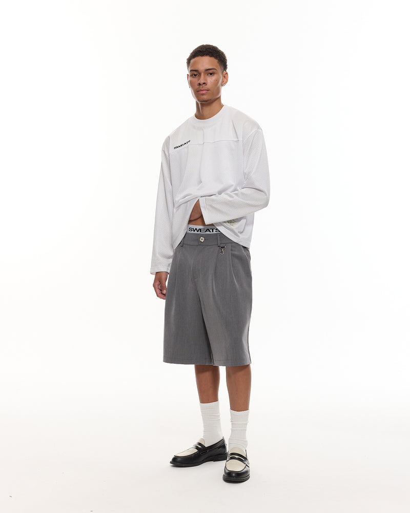 PLEATED SHORTS - GREY