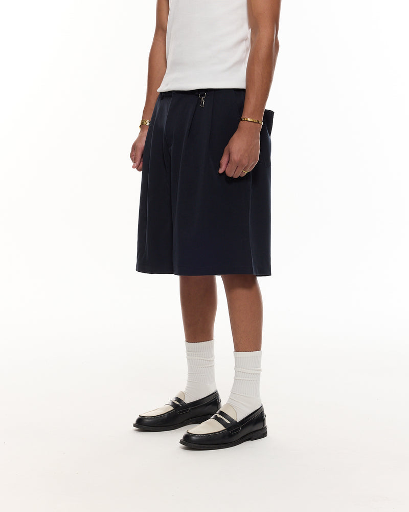 PLEATED SHORTS - NAVY