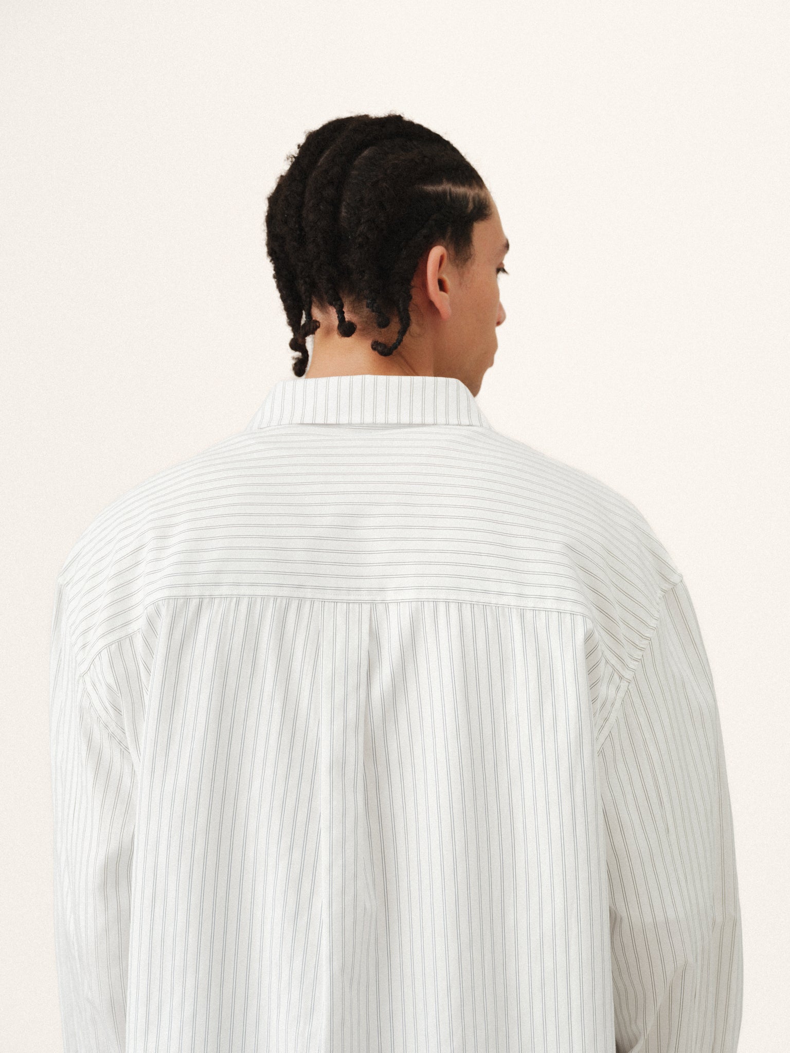 STRIPED BUTTON UP - WHITE