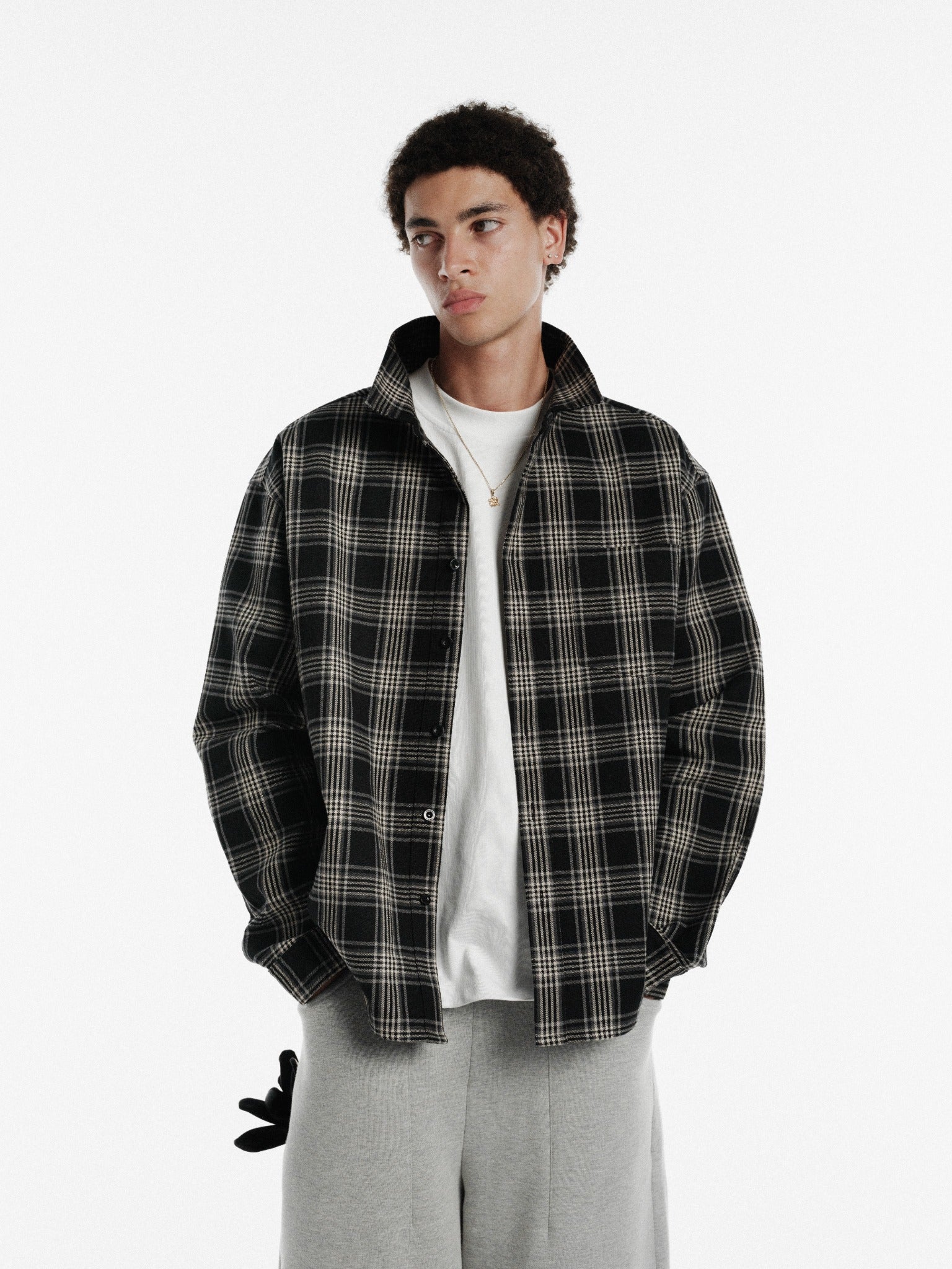 FLANNEL LS SHIRT - BLACK