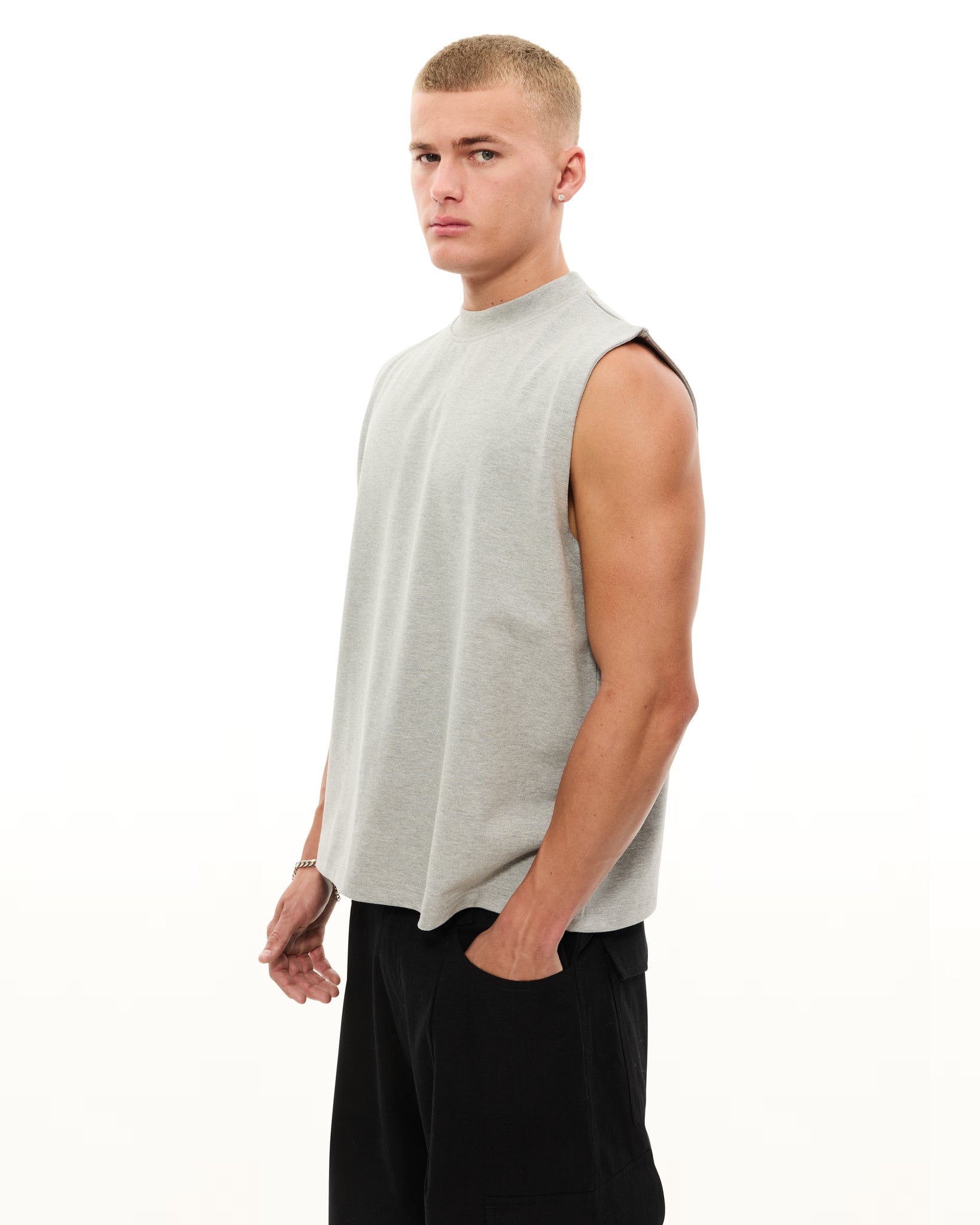 MUSCLE TEE - GREY MELANGE